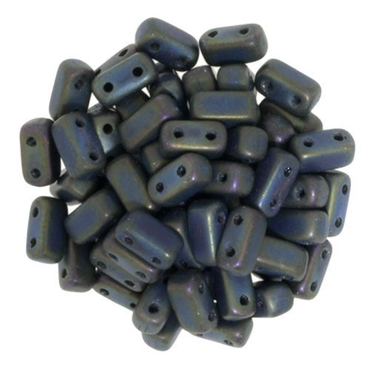 Czechmate 3mm X 6mm Brick Glass Czech Two Hole Bead, Matte Iris Green